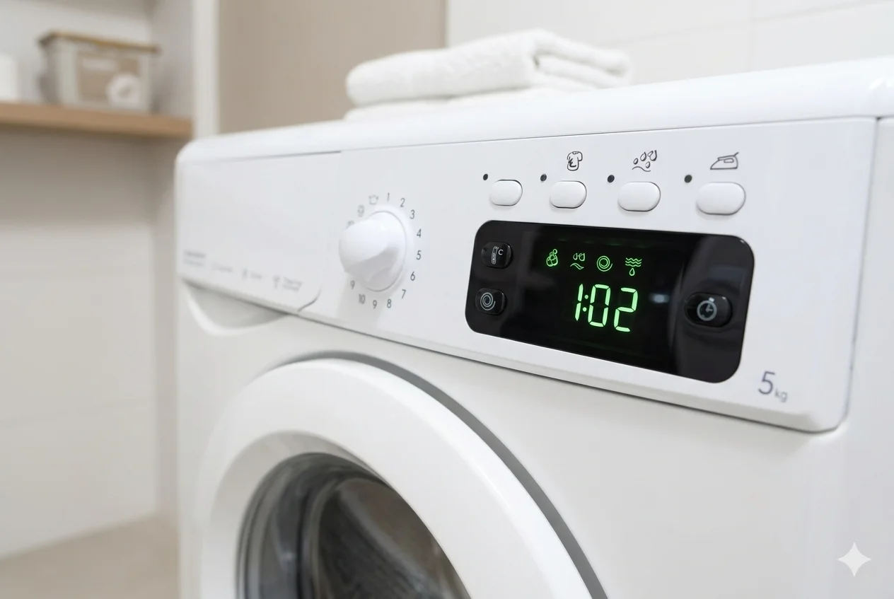 a washer being serviced in a laundry room